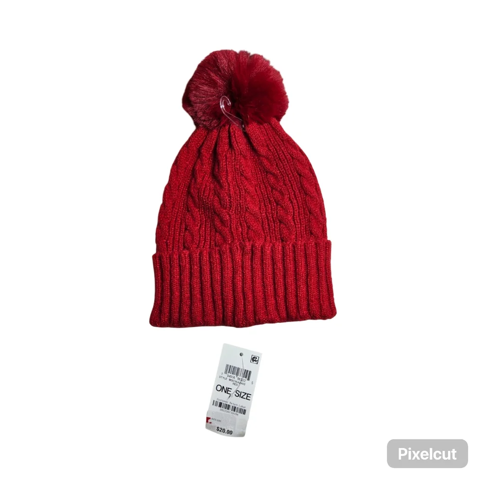 NWT Customer Return Style & Co. Red Beznie Hat and Gloves